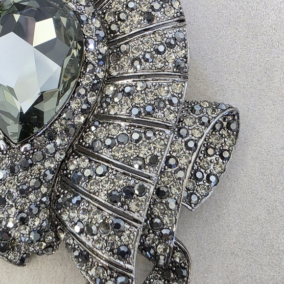 Large Vintage Silver Statement CZ Brooch Pin - Picture 6 of 10